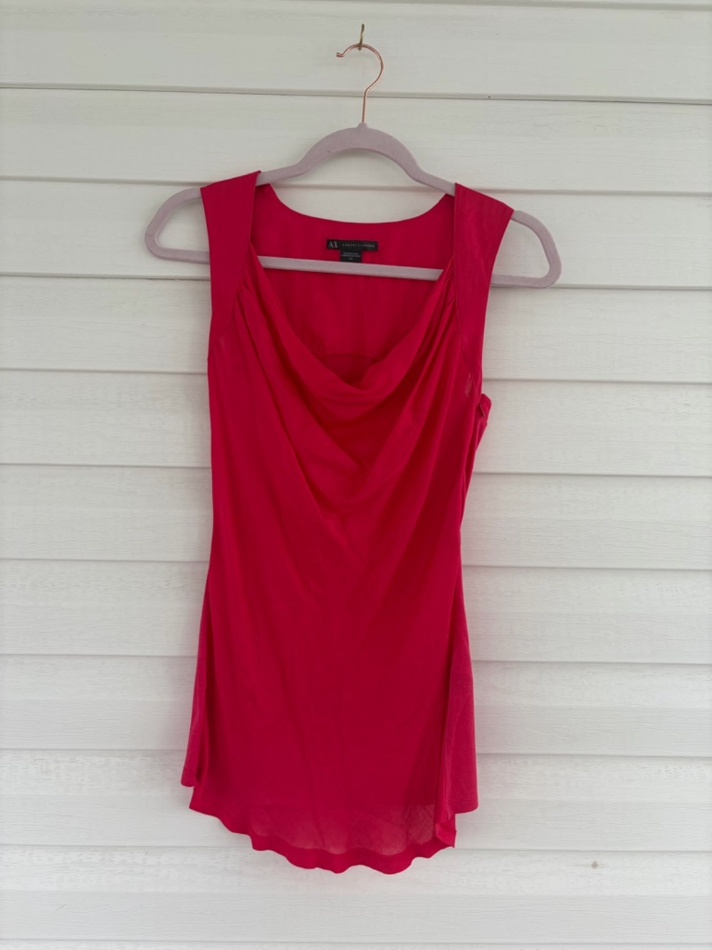 Armani Exchange Vibrant Tank Top Bold Y2K Sleeveless Cami Top Cowl Neck